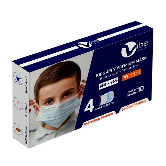 VIBE Kids Ultimate 4 Ply Mask (10 Pcs Pack)